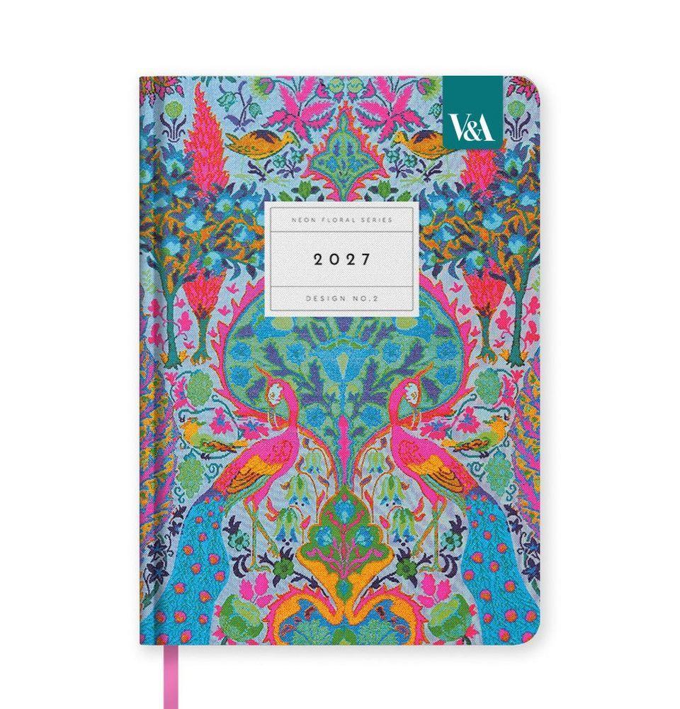 Neon Floral Peacock 2027 Diary (A5 Week to a Double Page)