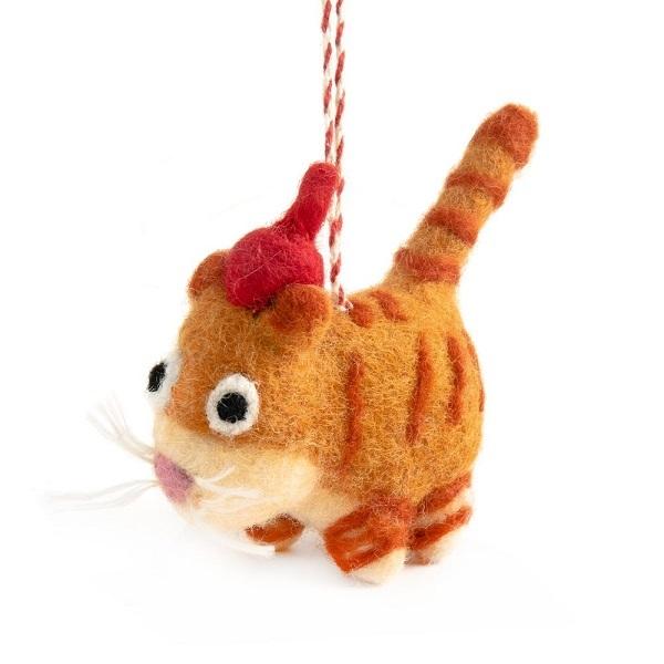Cat Ginger (Handmade NZ Wool Felt Decoration)  by Vevoke at Abbey's Bookshop, 