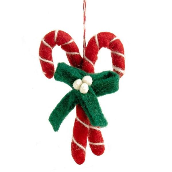 Candy Cane (Handmade NZ Wool Felt Decoration)  by Vevoke at Abbey's Bookshop, 