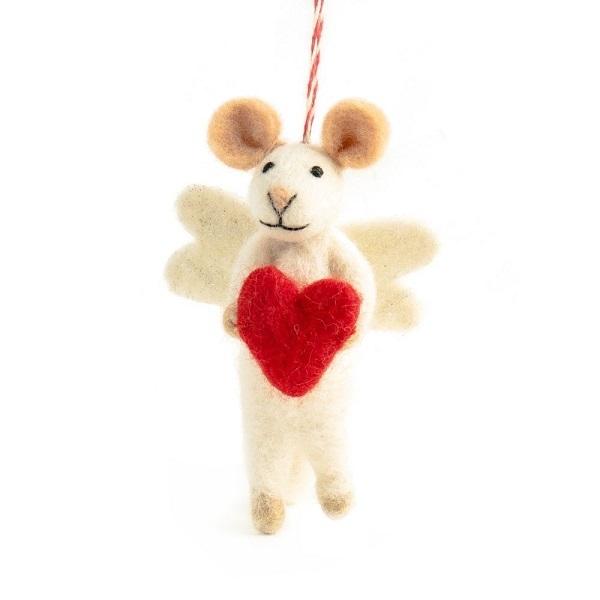 Mouse Angelica (Handmade NZ Wool Felt Decoration)  by Vevoke at Abbey's Bookshop, 