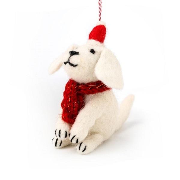 Dog Snowy (Handmade NZ Wool Felt Decoration)  by Vevoke at Abbey's Bookshop, 