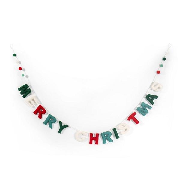 Green White Red Bunting (Handmade NZ Wool Felt Decoration)  by Vevoke at Abbey's Bookshop, 