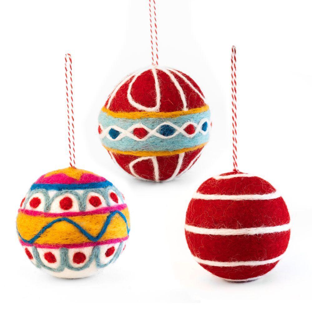 Colourful Baubles (Handmade NZ Wool Felt Decoration Set)