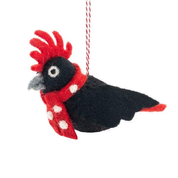 Black Cockatoo Carter (Handmade NZ Wool Felt Decoration)  by Vevoke at Abbey's Bookshop, 
