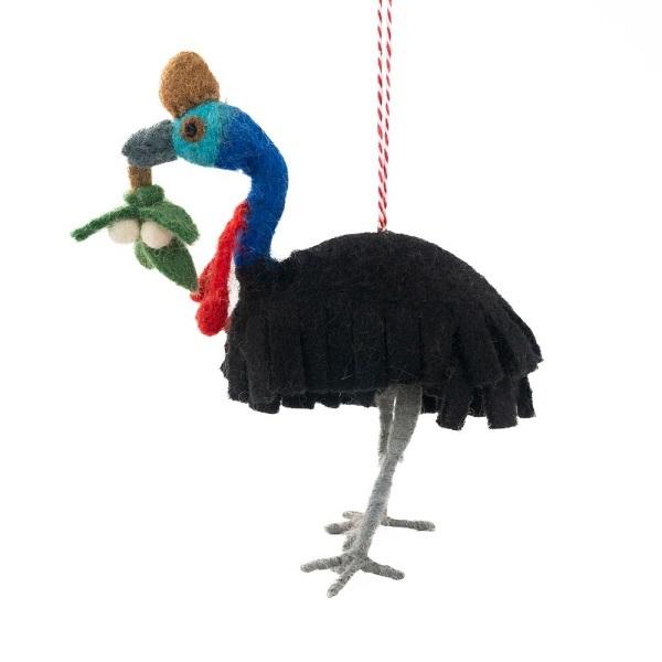 Cassowary Clara (Handmade NZ Wool Felt Decoration)  by Vevoke at Abbey's Bookshop, 