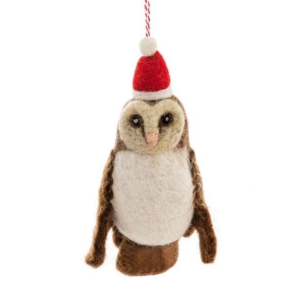 Barn Owl Owen (Handmade NZ Wool Felt Decoration)  by Vevoke at Abbey's Bookshop, 