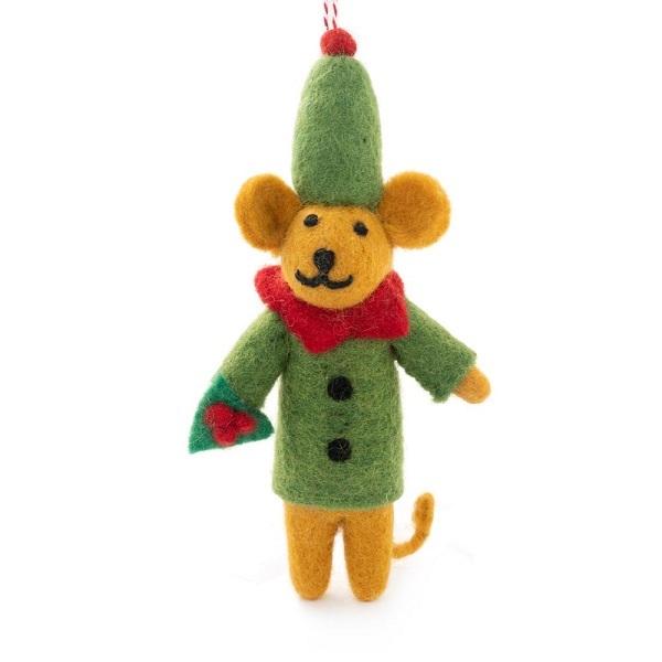 Mouse Elf (Handmade NZ Wool Felt Decoration)  by Vevoke at Abbey's Bookshop, 