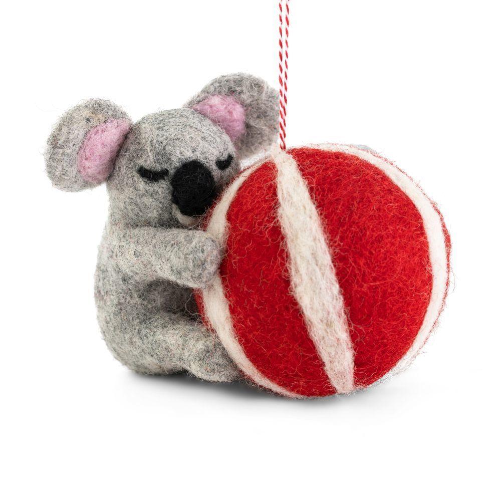 Koala With Beach Ball (Handmade NZ Wool Felt Decoration)