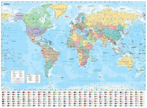 Collins World Wall Paper Map  by Collins Maps at Abbey's Bookshop, 