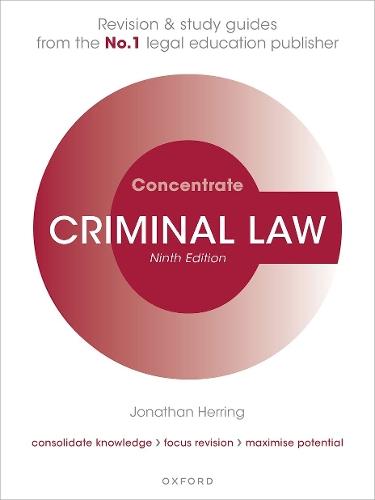 Criminal Law Concentrate: Law Revision and Study Guide  by Jonathan Herring (Professor of Law, Professor of Law, Exeter College, University of Oxford) at Abbey's Bookshop, 