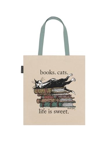 Books. Cats. Life Is Sweet. Tote Bag  by Out of Print at Abbey's Bookshop, 