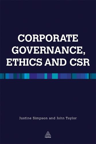 Corporate Governance Ethics and CSR  by Justine Simpson at Abbey's Bookshop, 
