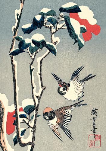 Journal Sparrows and Camellia in Snow by Hiroshige, Lined PB: Blank Lined 144 Page A5 Notebook  by Tuttle Studio at Abbey's Bookshop, 