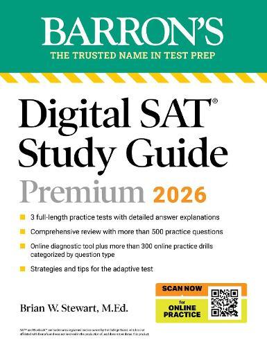 Digital SAT Study Guide Premium, 2026: 3 Practice Tests + Comprehensive Review + Online Practice  by Barron's Educational Series at Abbey's Bookshop, 