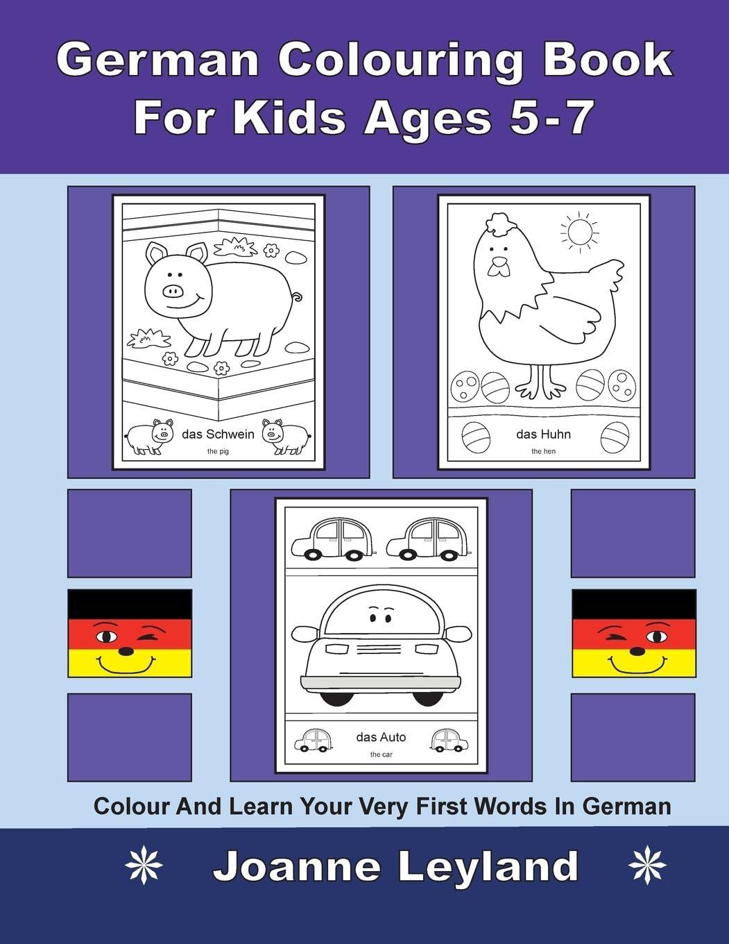 German Colouring Book For Kids Ages 5-7  by Joanne Leyland at Abbey's Bookshop, 