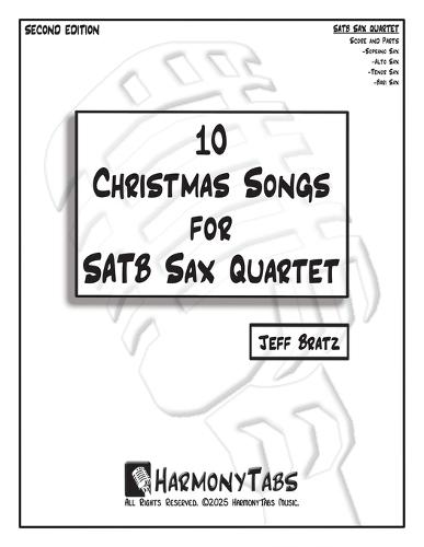 10 Christmas Songs for SATB Sax Quartet: Second Edition  by Jeff Bratz at Abbey's Bookshop, 
