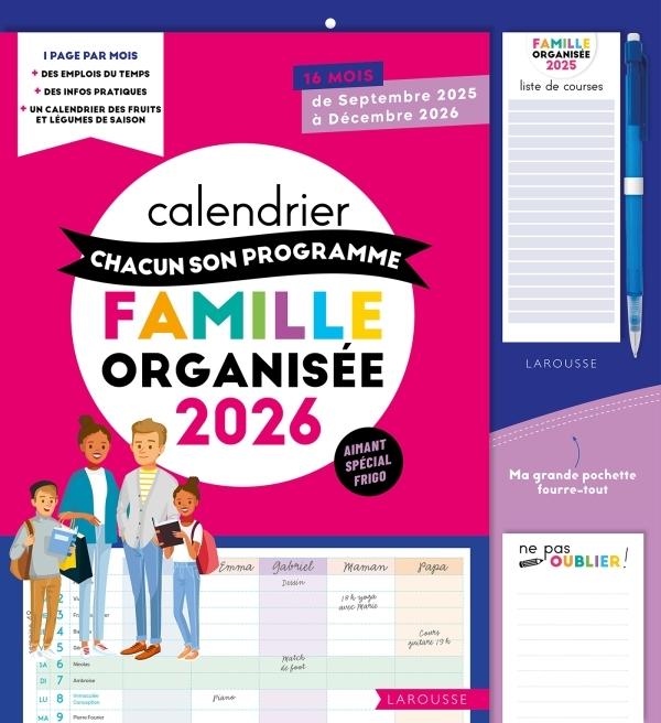 Calendrier Chacun Son Programme Famille Organisee 2026 (De Sept 2025 A Dex 2026)  by Larousse Editions at Abbey's Bookshop, 