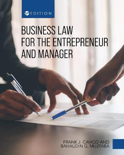 Business Law for the Entrepreneur and Manager  by Frank Cavico at Abbey's Bookshop, 
