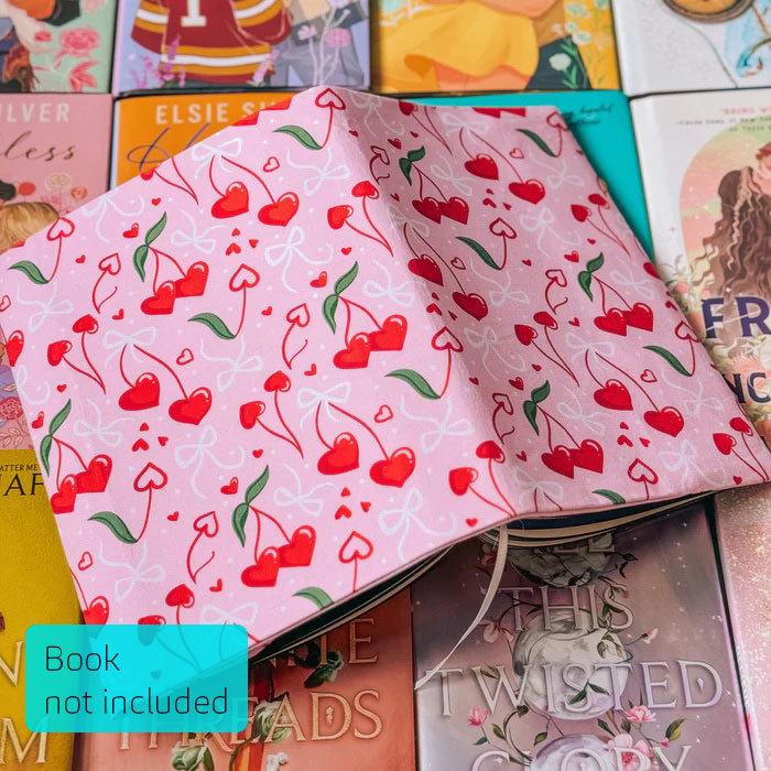 Cherry Hearts Large Dust Jacket  by Charlie and Fox at Abbey's Bookshop, 