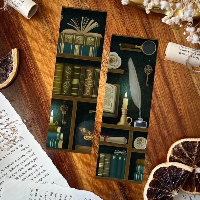 Dark Academia Teal Bookmark  by Charlie and Fox at Abbey's Bookshop, 